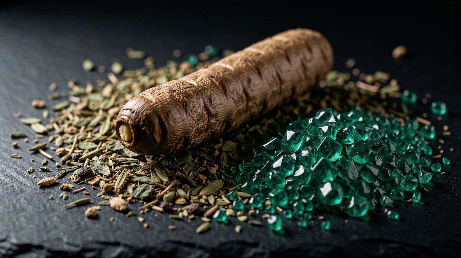 MaleWell Vitality ingredients showing premium botanical textures